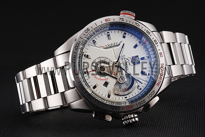 Tag Heuer Carrera Tachymeter Bezel White Dial Stainless Steel Strap