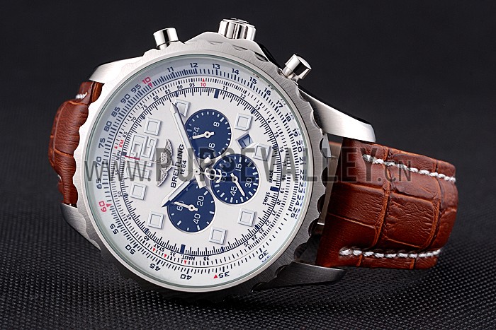 Breitling Navitimer Brown Leather Strap White Dial