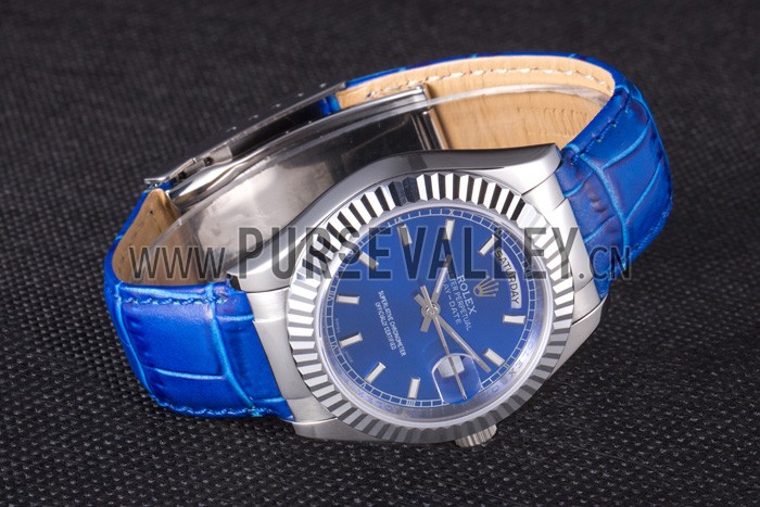 Rolex Day-Date Oyster Collection Blue Leather Band 621490