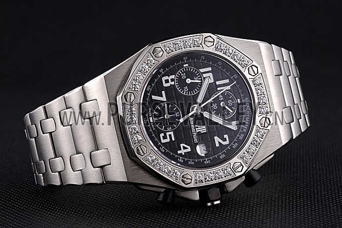 Swiss Audemars Piguet Royal Oak Offshore Black Dial Diamond Bezel Stainless Steel Case And Bracelet 622873