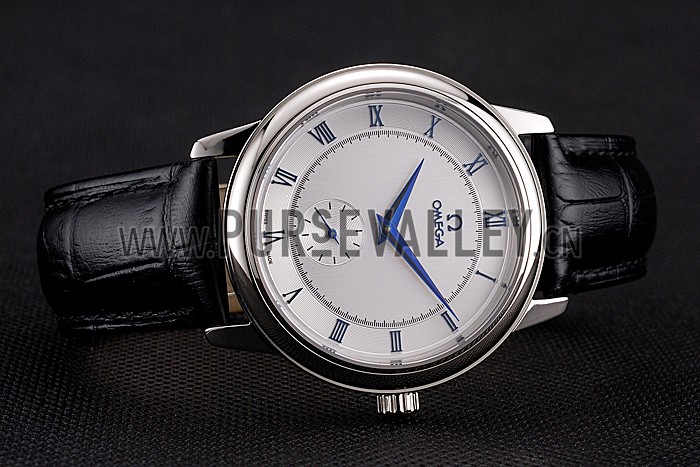 Omega De Ville Prestige Small Seconds Silver Dial Stainless Steel Case Black Leather Strap