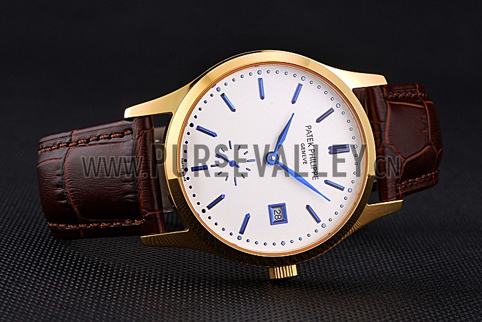 Patek Philippe Calatrava White Dial Gold Case Brown Leather Strap 622844