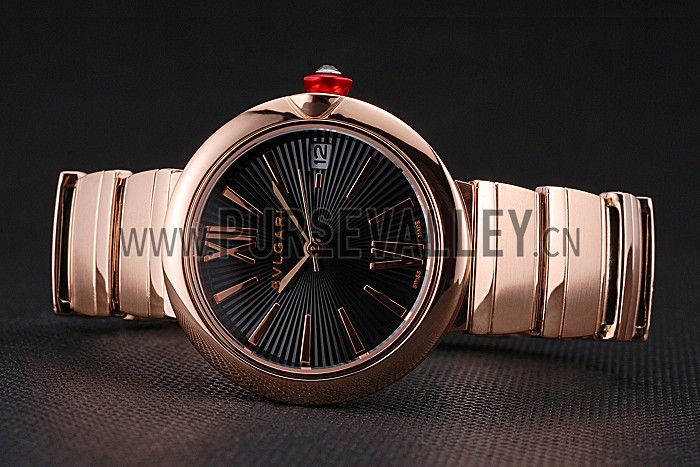 Bvlgari Lvcea Black Dial Rose Gold Numerals Rose Gold Case And Bracelet