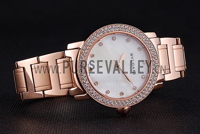 Bvlgari Solotempo White Dial Diamond Bezel Rose Gold Case And Bracelet 622744