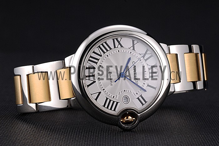 Swiss Cartier Ballon Bleu 42mm Silver Dial Stainless Steel Case Two Tone Gold Bracelet 622877