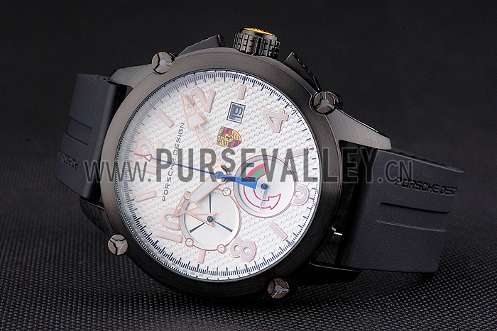 Porsche Design Indicator White Dial Black Case Black Rubber Strap