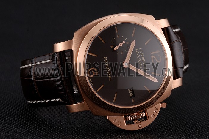 Swiss Panerai Luminor Marina 1950 3 Days Oro Rosso Brown Dial Rose Gold Case Brown Leather Strap