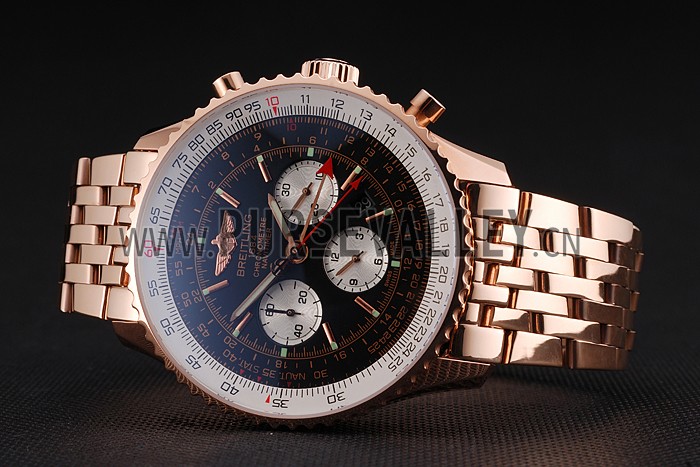Swiss Breitling Navitimer Black Dial Rose Gold Case And Bracelet