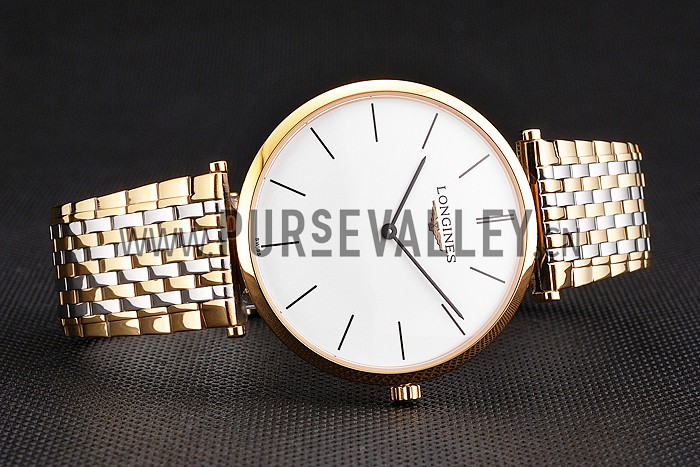 Swiss Longines Grande Classique White Dial Gold Case Two Tone Bracelet