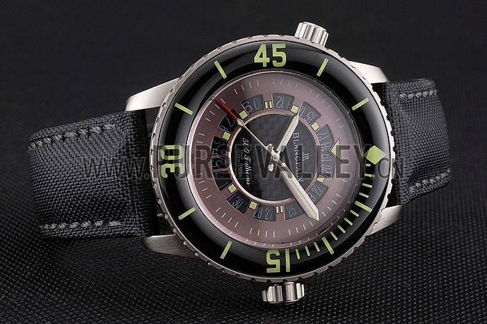 Swiss Blancpain 500 Fathoms GT Carbon Fiber Dial Stainless Steel Case Black Canvas Strap