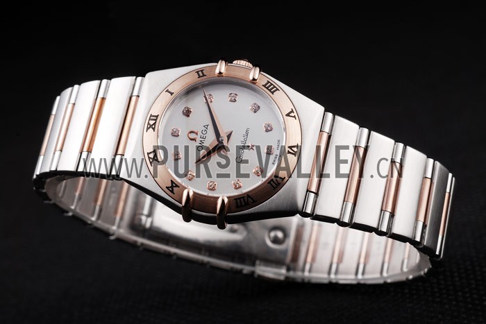 Omega Swiss Constellation Jewelry Rose Gold Case White Dial 98123