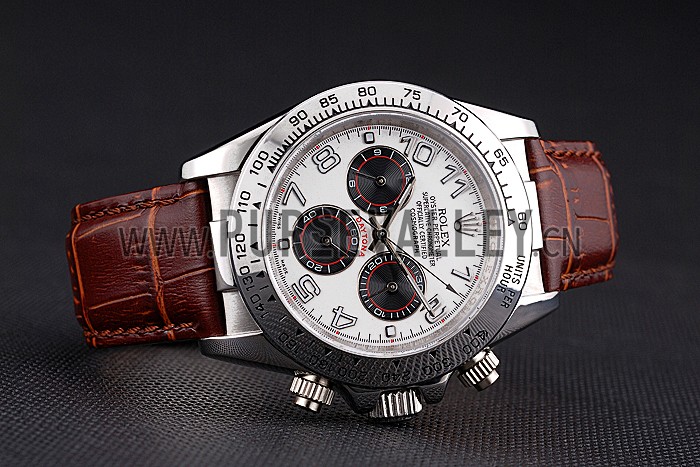Rolex Daytona Stainless Steel Case White Dial Brown Leather Strap