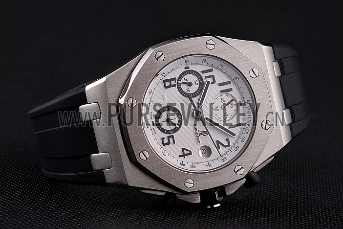 Swiss Audemars Piguet Royal Oak Offshore White Dial Stainless Steel Case Black Rubber Strap 622853