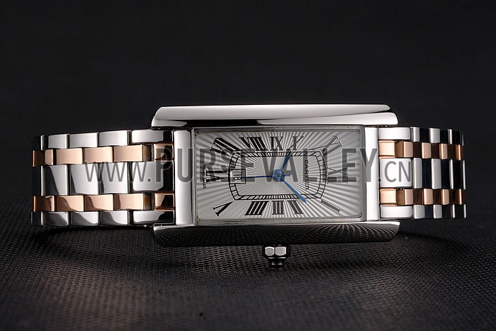 Cartier Tank Americaine 21mm White Dial Stainless Steel Case Two Tone Bracelet