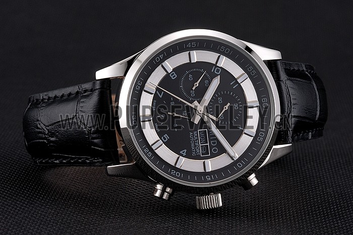 Mido Multifort Cronograph 2 Tone Dial Black Leather Strap 622184