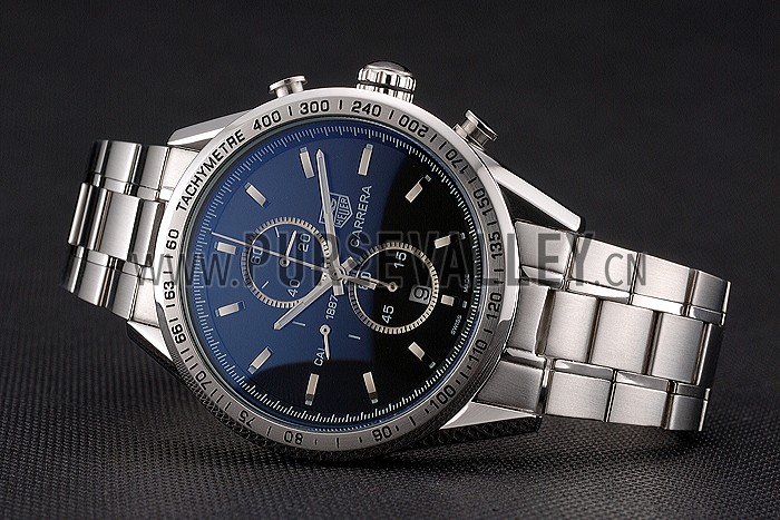 Tag Heuer Carrera Tachymeter Bezel Black Dial Stainless Steel Strap