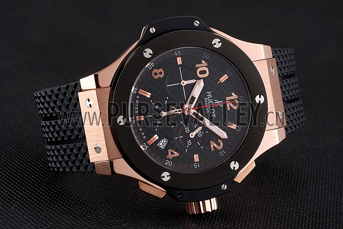 Hublot Big Bang King Black Strap Gold Dial Watch