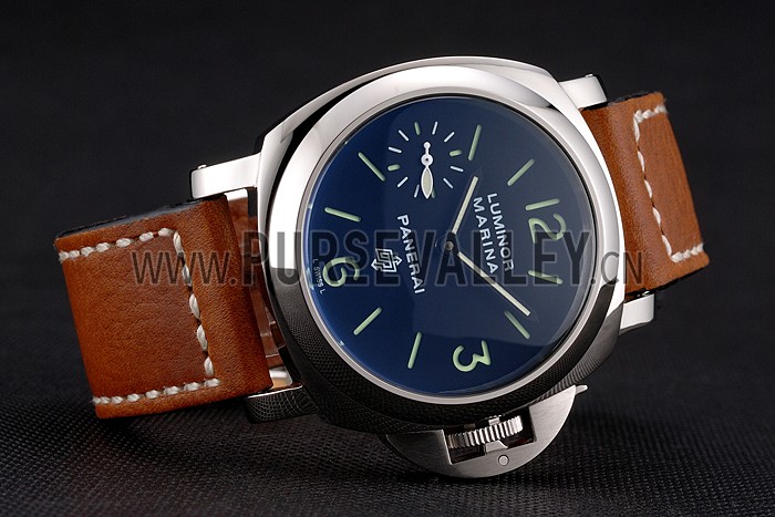 Panerai Luminor Marina Stainless Steel Bezel Brown Leather Bracelet 622313