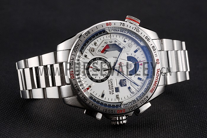 Tag Heuer Carrera Calibre 36 Stainless Steel Strap White Dial 7926