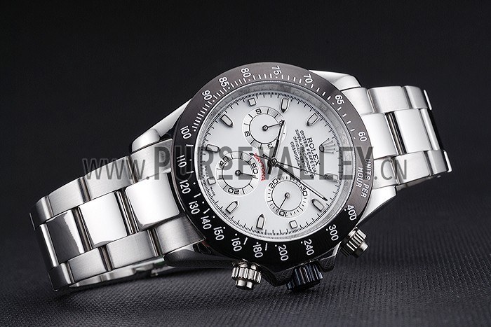 Rolex Daytona Stainless Steel Black Enameled White Dial