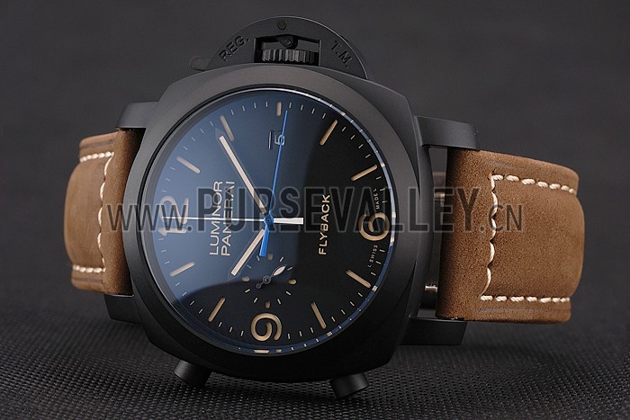 Panerai Luminor 1950 3 Days Chrono Flyback Black Dial Black Case Brown Leather Strap