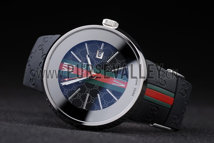 Gucci Black Rubber Band Black Round Dial 2165-297