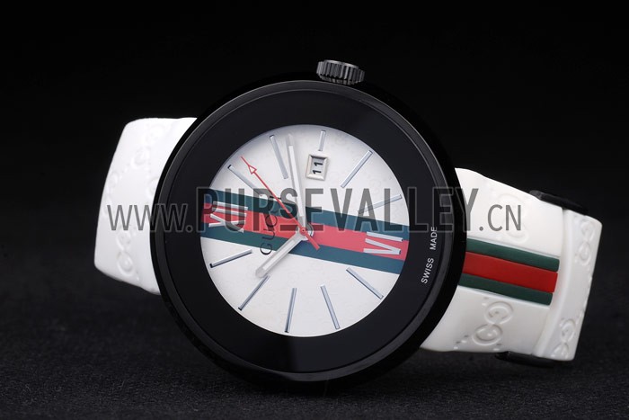 Gucci White Rubber Band White Round Dial 2165-301