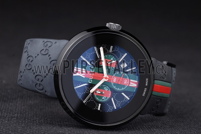 Gucci Black Rubber Band Black Round Dial 2165-312