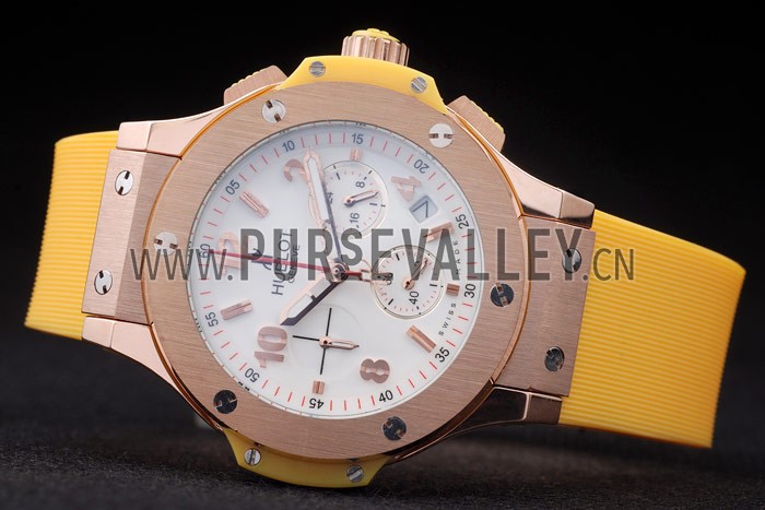 Hublot Big Bang Yellow Strap White Dial Watch 98068