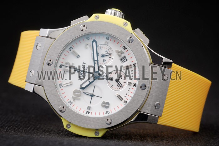 Hublot Big Bang Yellow Strap White Dial Watch 98071