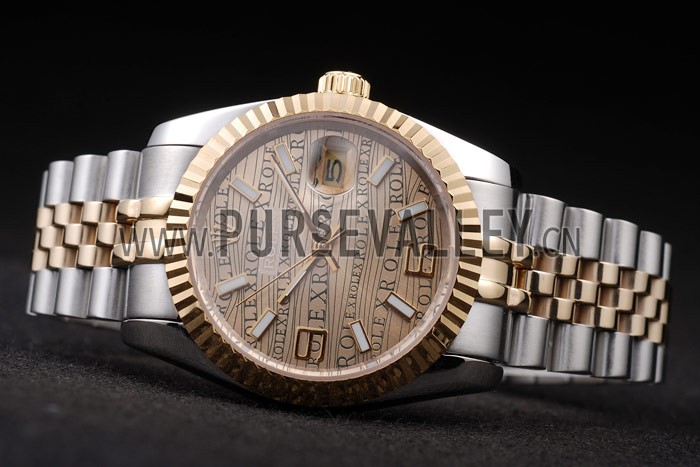 Rolex DateJust Two Tone Stainless Steel 18k Gold PlatedGold Dial