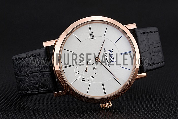 Piaget Altiplano Gold Case White Dial Black Leather Bracelet 622628