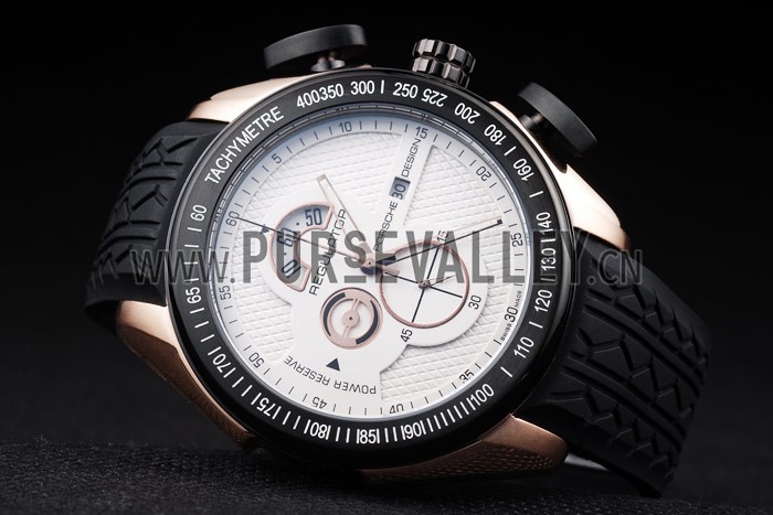 Porsche Regulator Power Reserve Rose Gold Case White Dial