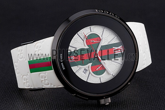 Gucci White Rubber Band White Round Dial 2165-310