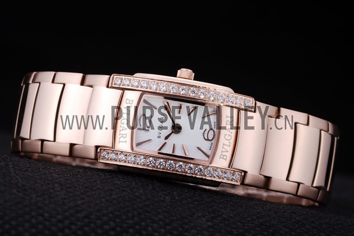 Bvlgari Assioma D 20mm White Dial Rose Gold Case With Diamonds Rose Gold Bracelet