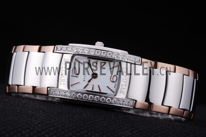 Bvlgari Assioma D 20mm White Dial Stainless Steel Case With Diamonds Two Tone Bracelet