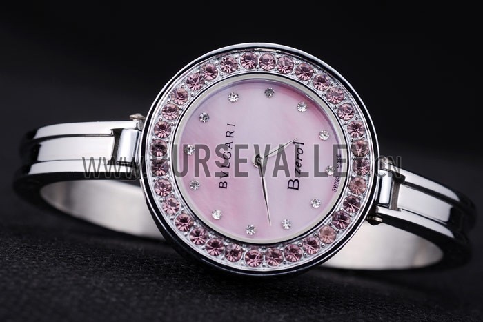 Bvlgari B.ZERO1 30mm Pink Dial Stainless Steel Case With Pink Crystals Steel Bracelet