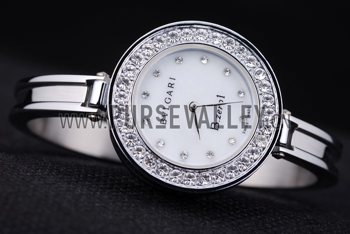 Bvlgari B.ZERO1 30mm White Dial With Diamonds Stainless Steel Case With Crystals Steel Bracelet