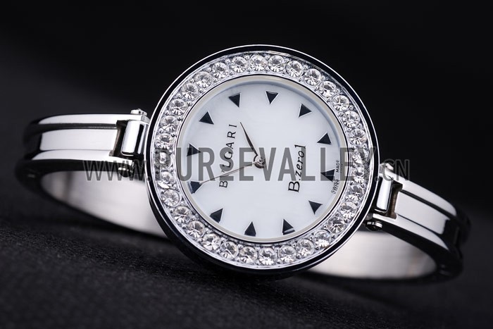 Bvlgari B.ZERO1 30mm White Dial Stainless Steel Case With Crystals Steel Bracelet