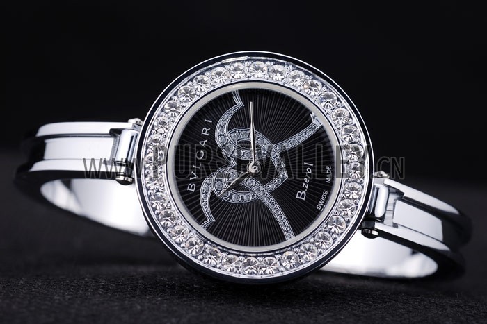 Bvlgari B.ZERO1 30mm Black Dial With Model Steel Case With Diamonds Steel Bracelet