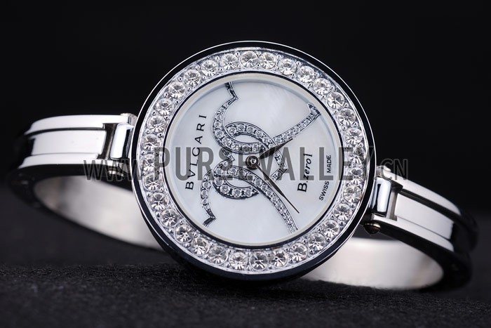 Bvlgari B.ZERO1 30mm White Dial With Model Steel Case With Diamonds Steel Bracelet