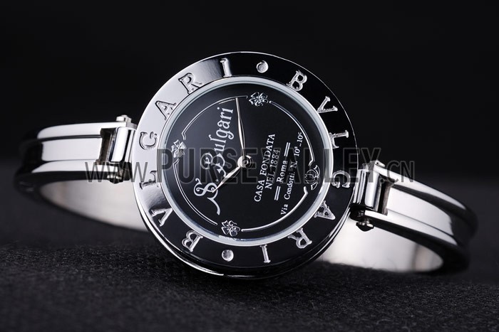 Bvlgari B.ZERO1 30mm Black Engraved Dial Steel Case Black Bezel Steel Bracelet