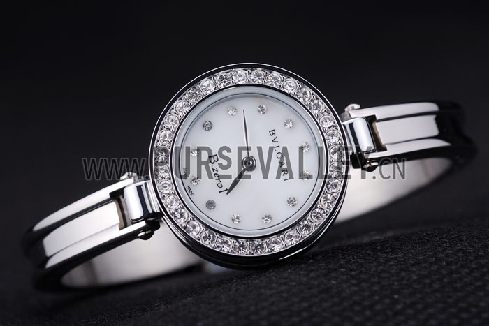 Bvlgari B.ZERO1 24mm White Dial Stainless Steel Case With Diamonds Steel Bracelet