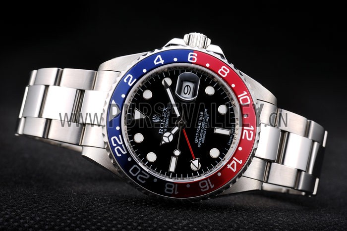 Rolex GMT Master II Blue Rose Red Bezel Black Dial Tachymeter