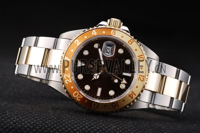 Rolex GMT Master II Gold Colored Ceramic Bezel Brown Dial Tachymeter