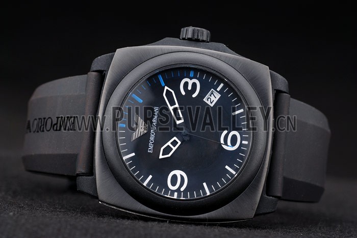 Emporio Armani Classic Black Rubber Strap Black Ceramic Bezel