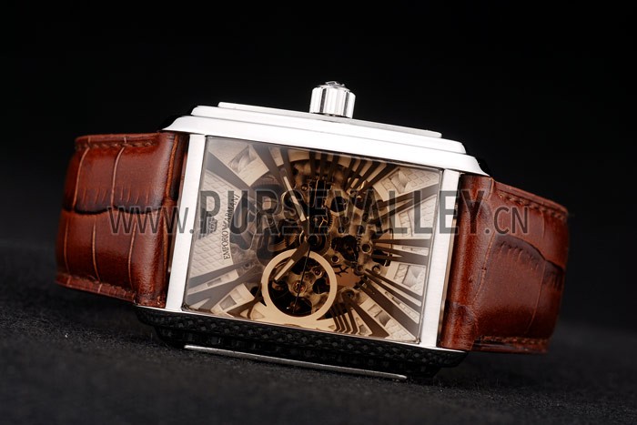 Emporio Armani Meccanico Brown Leather Strap Open Dial 98255
