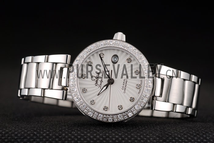 Omega DeVille Ladymatic iamond Plated Bezel White Dial