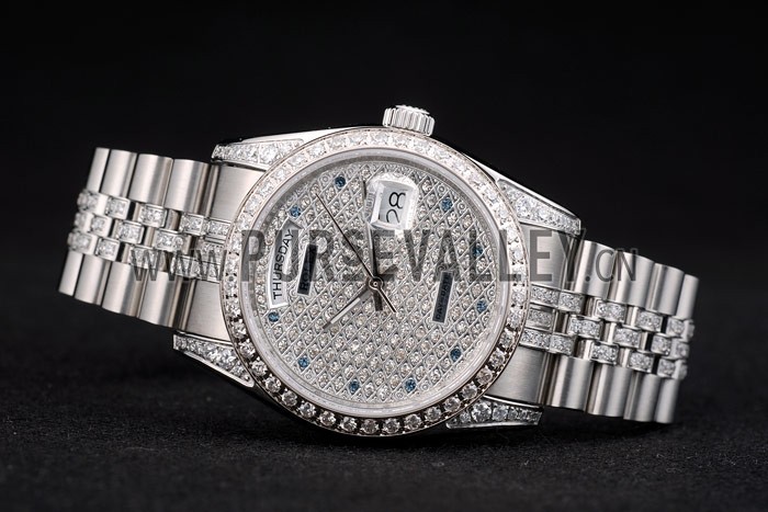 Rolex DayDate Diamond Plated Stainless Steel Bracelet Diamond Plated Dial 41985