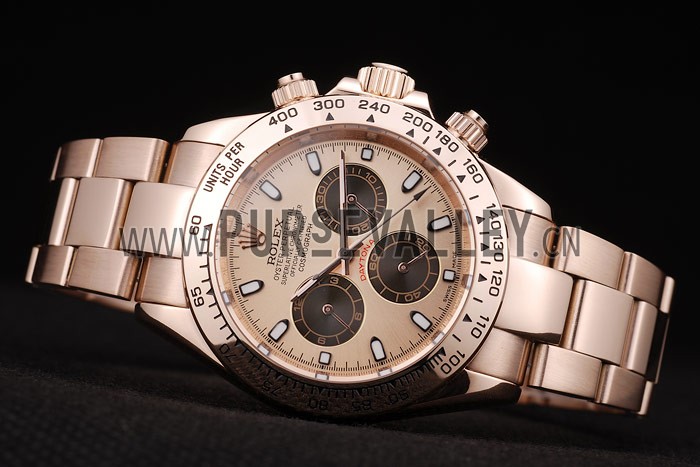 Rolex Daytona Rose Gold Plated Stainless Steel Bezel Rose Gold Dial